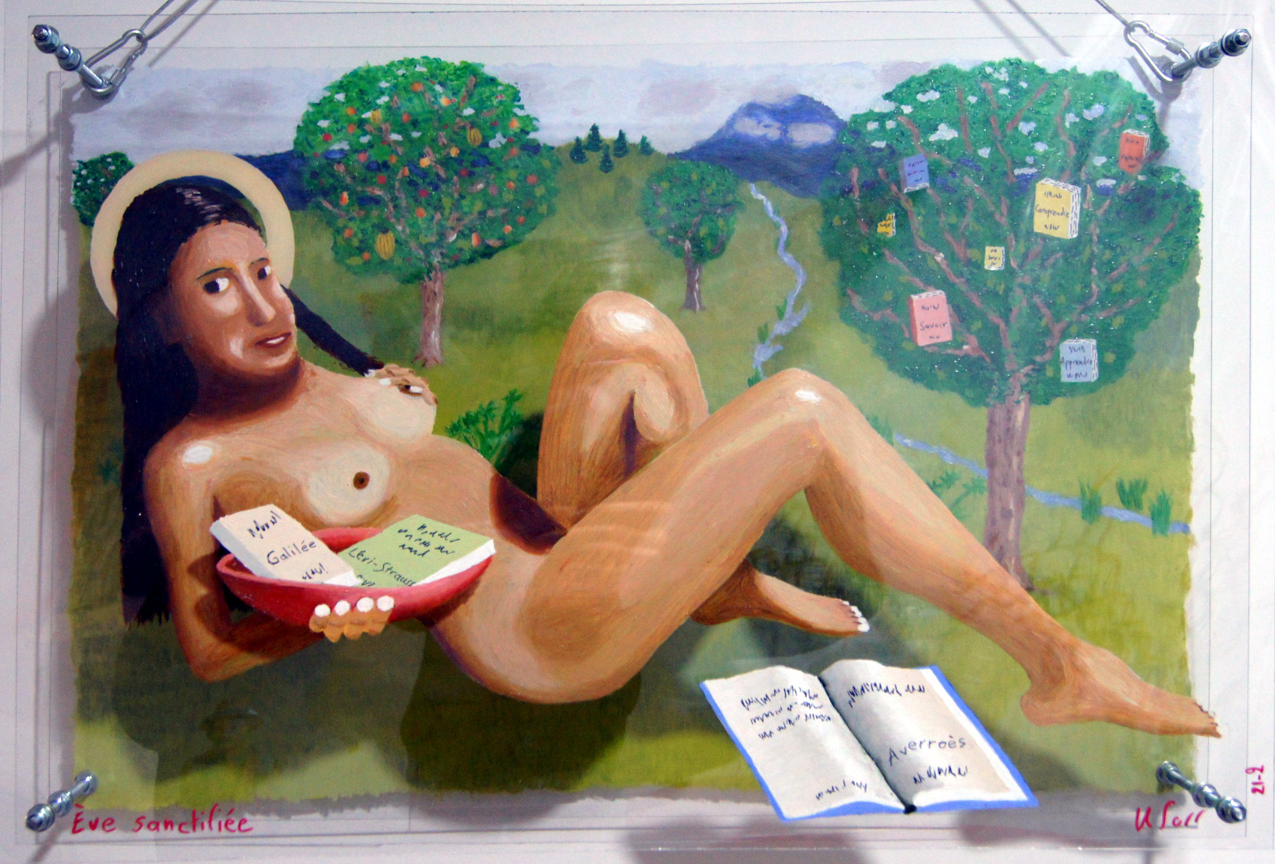 ''Ève sanctifiée", huile sur acrylique, 3 feuilles, 58,5 x 87, octobre 2021