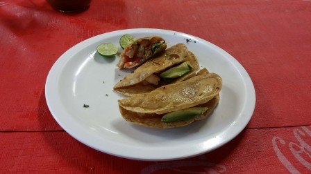 Quesadillas de crevettes, Ciudad de México, août 2016