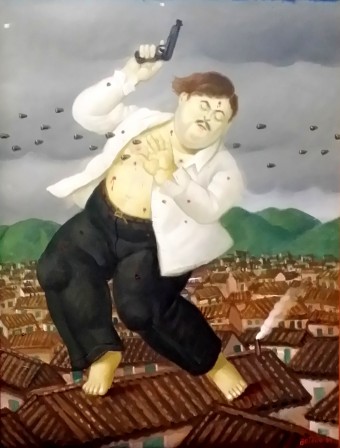 La mort de Pablo Escobar (1999), Fernando Botero, Musée d’Antioquia, Medellín, septembre 2016