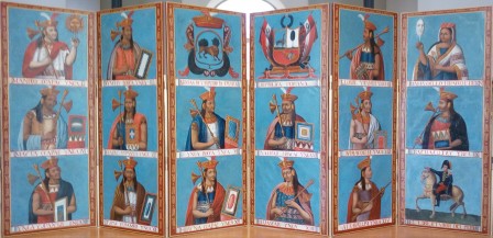 Mango Cápac et ses 7 premiers successeurs ne furent que les roitelets de El Cusco… Généalogie des incas, Marco Chillitupa Chávez, 1837, Museo de Arte de Lima, janvier 2017