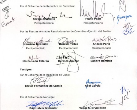 L’original de l’accord et les signatures du 24 août à La Havane
